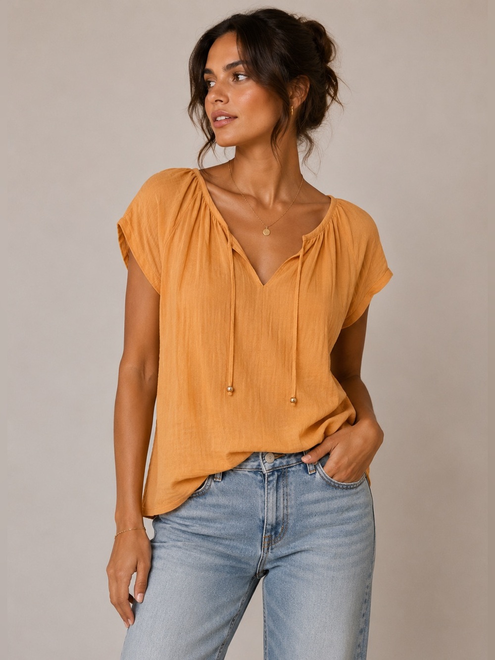 Casual Orange Blouse for Women